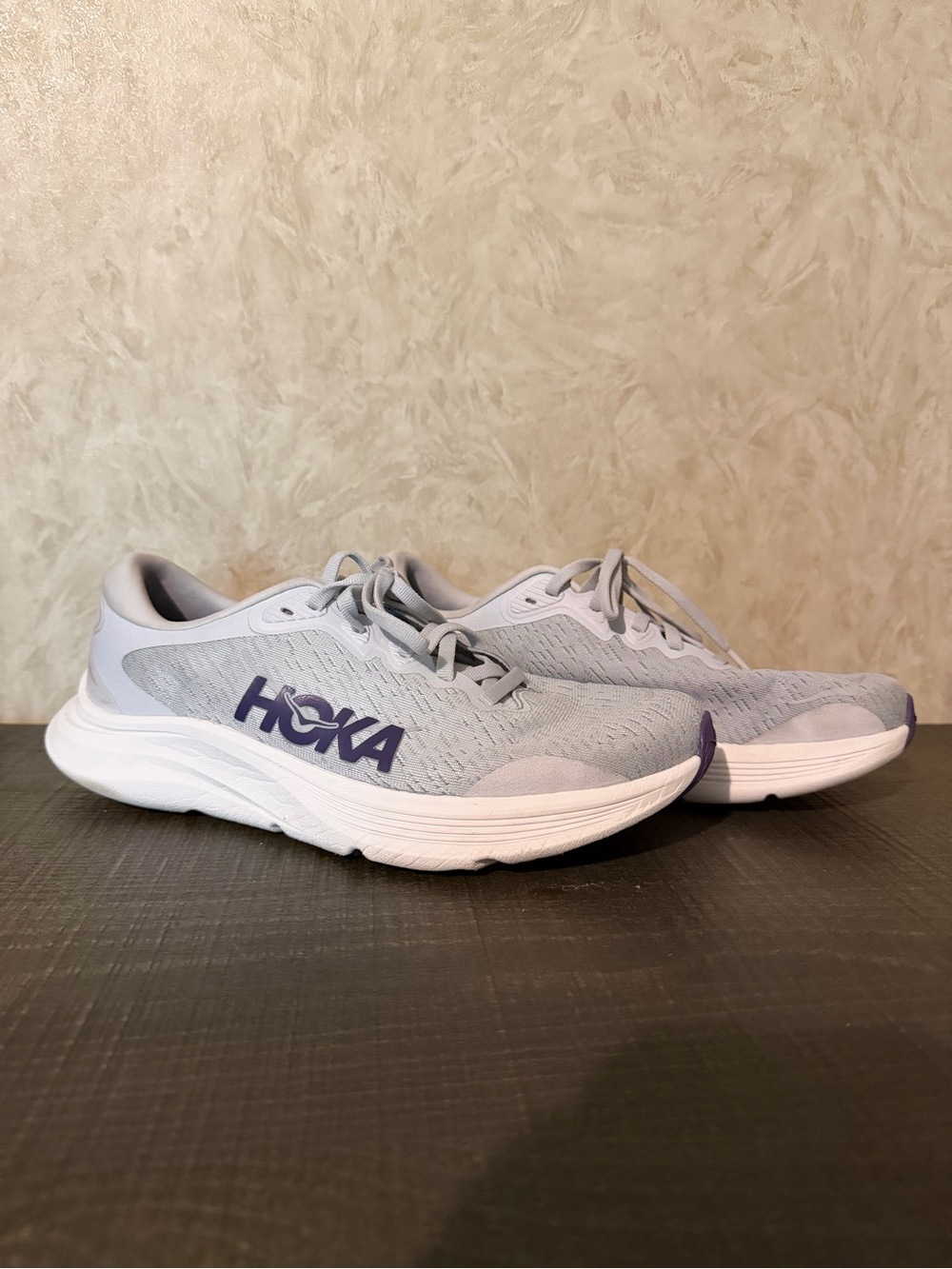 Hoka Light Gray Running Sneakers